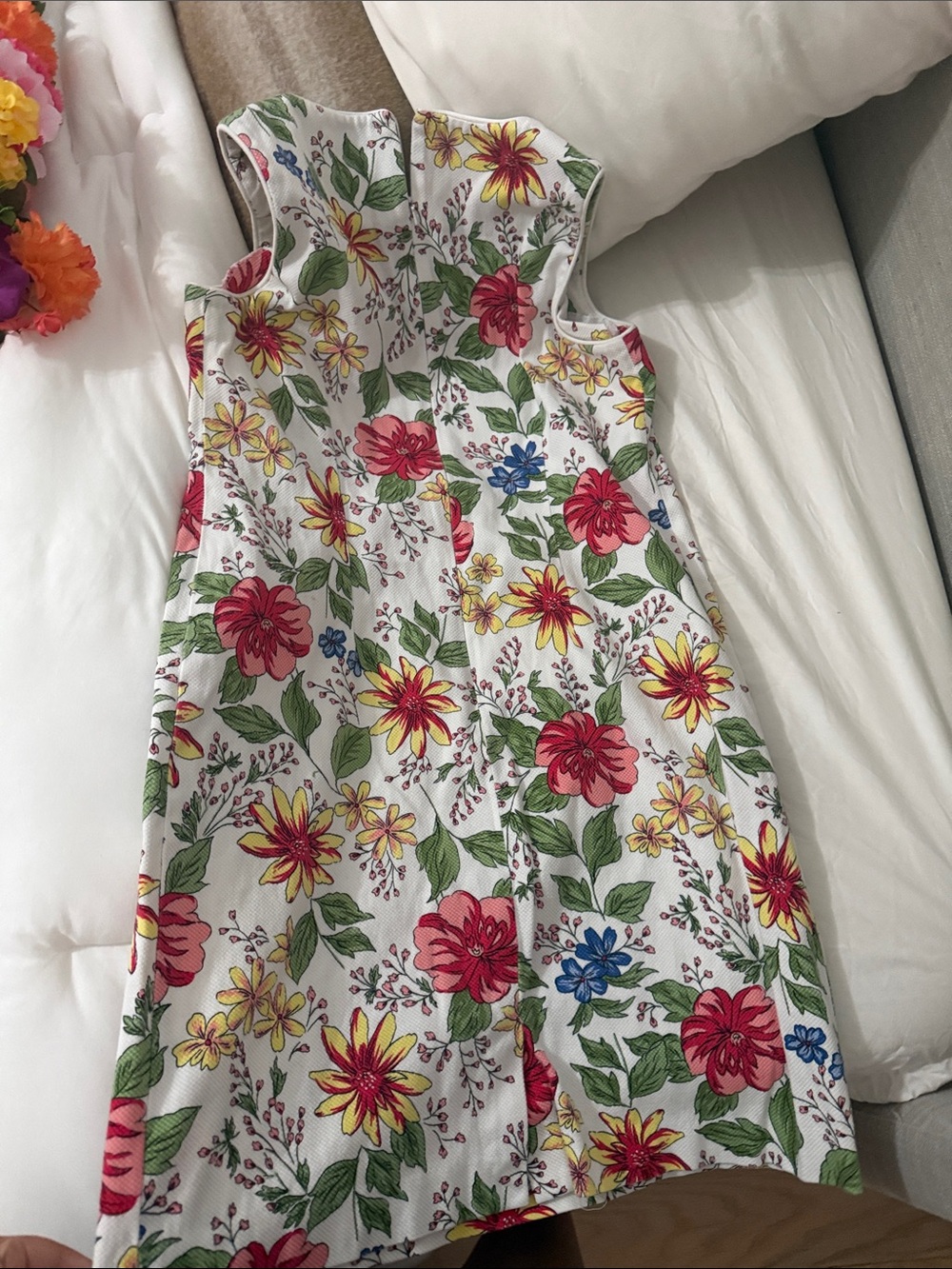 Madison Studio White Floral Print One-Piece with Yellow & Green Accents - Picture 3 of 3